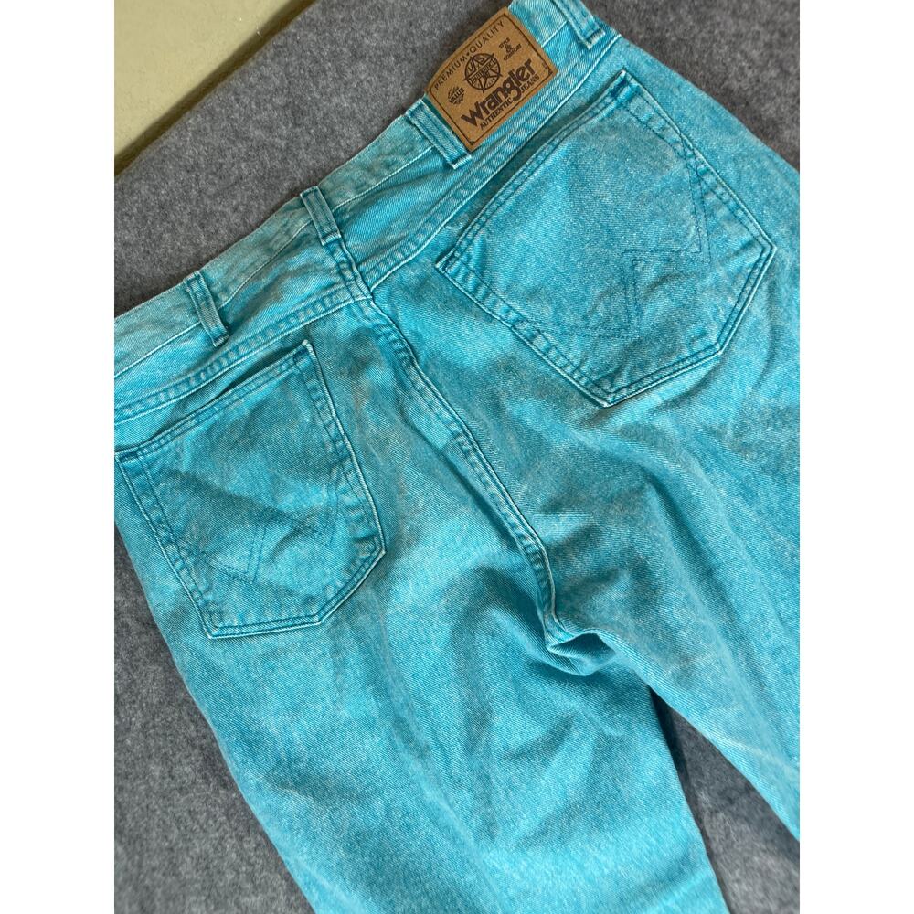 Vintage 90s Wrangler Straight Jeans Mens 36x30 Blue Denim Baggy Western Cowboy - Picture 4 of 9